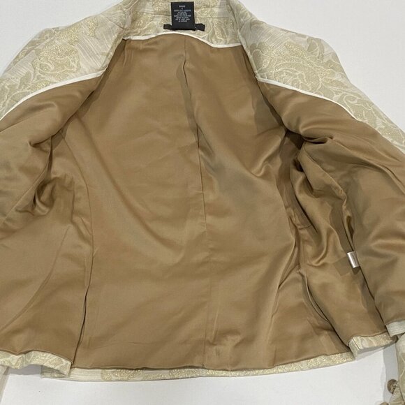George ME Mark Eisen Blazer Jacket Womens Size 6 Gold Metallic Floral Damask - Picture 5 of 7